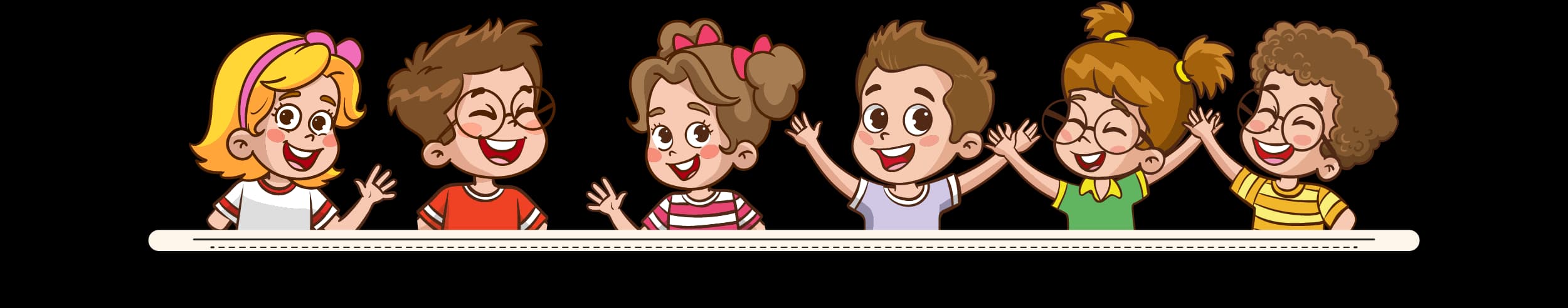 Creative preschool illustration with children learning